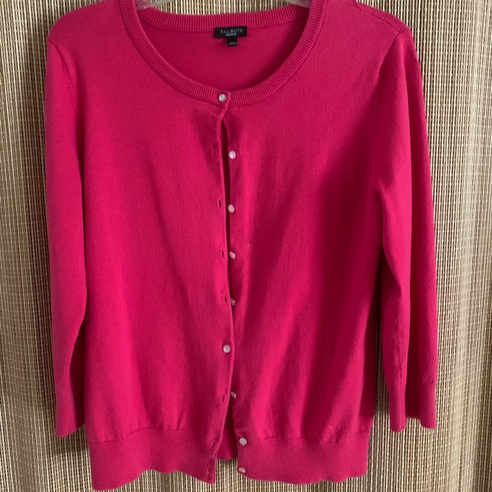 Talbots Pink Cardigan Soft Knit Sweater
